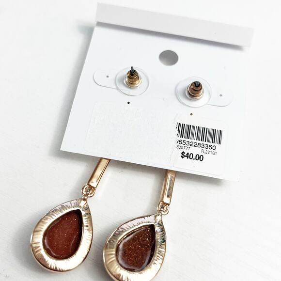 NEW White House Black Market WHBM Semi-Precious Rose Gold Drop Earrings - Picture 4 of 4